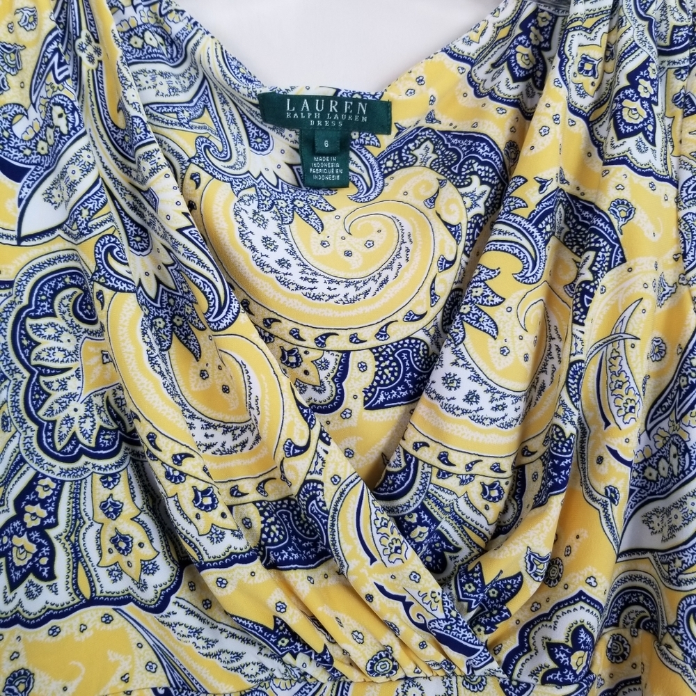 Lauren Ralph Lauren Faux Wrap Front Drapey Dress Size 6 - Picture 3 of 7